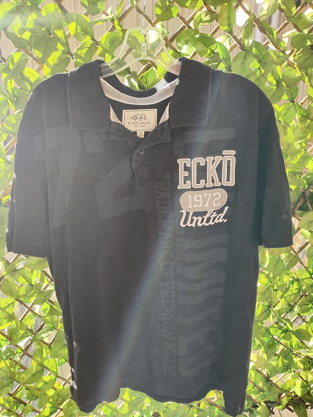 Ecko Unlimited Black Polo with White 1972 Chest Graphic